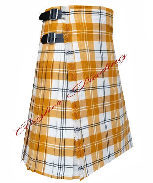 Clan Ailsa Gold Tartan Kilt – Men’s 16Oz Tartan Traditional 8 Yard Kilt