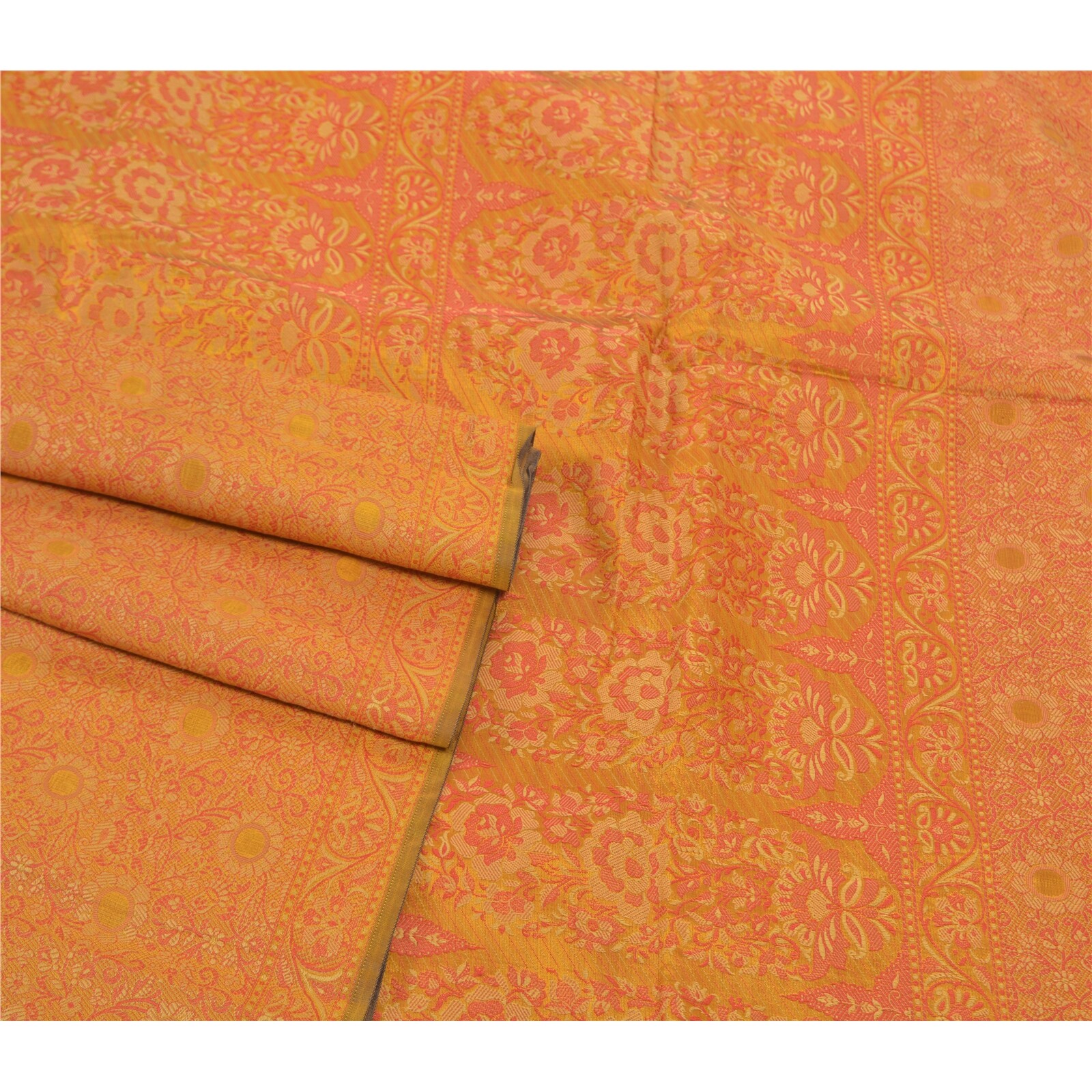 Sanskriti Vintage Mustard Sarees Art Silk Woven Premium Indian Sari Fabric
