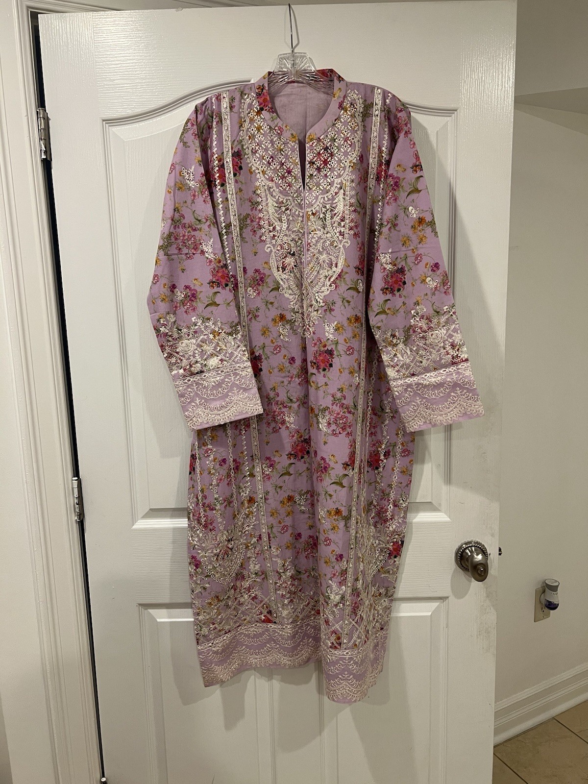 KANWAL MALIK’s Lawn Embroidered Dress With Printed Chiffon Dupatta