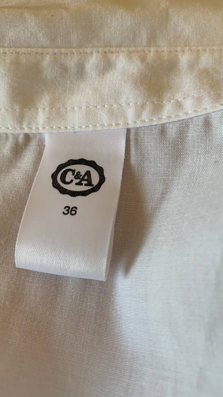 Vintage C&A White Alpine Folk Embroidery Blouse Top EU 36 S German Bavarian Shir