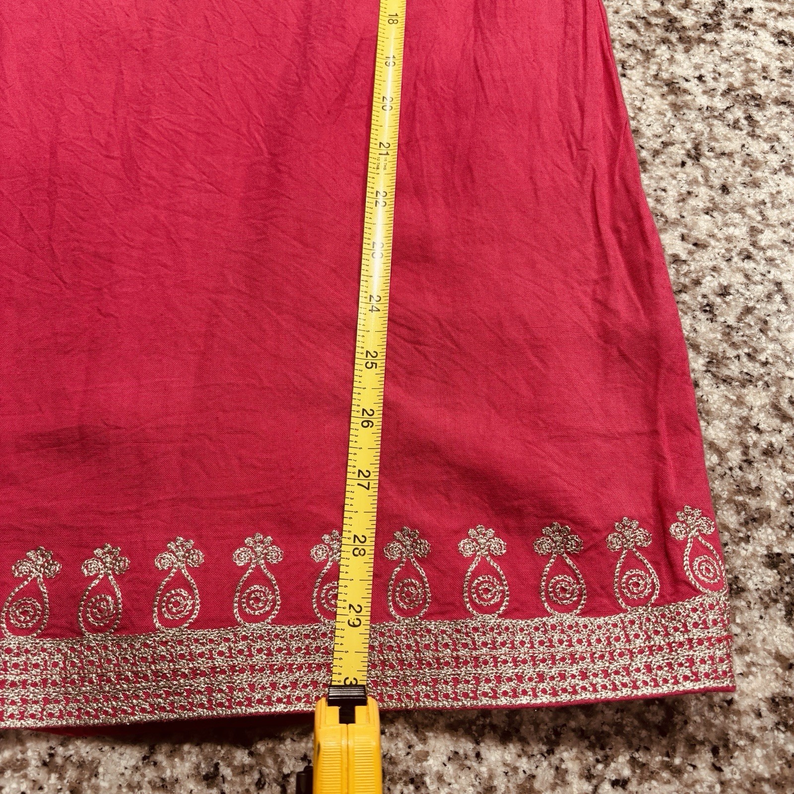 The Langford Line Pink Embroidered Kurta M Linen Blend Traditional Elegant Chic
