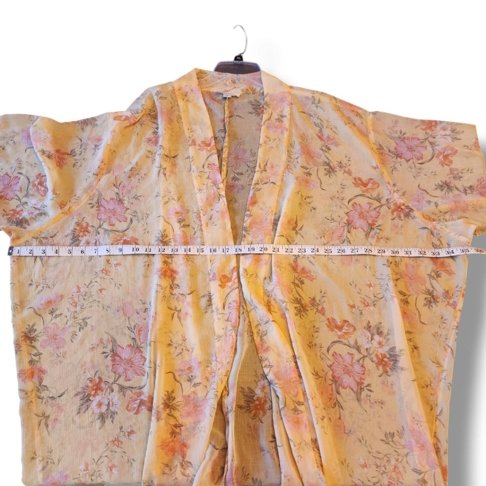 American Eagle Outfitters AEO yellow amd pink floral sheer relaxed fit kimono OS