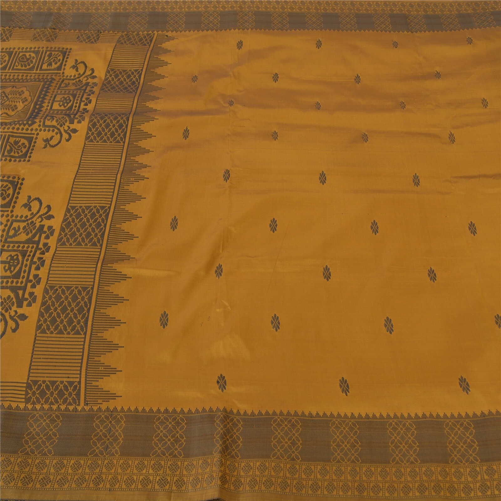 Sanskriti Vintage Green Indian Sari Blend Silk Bengali Tant Sarees 5 Yard Fabric