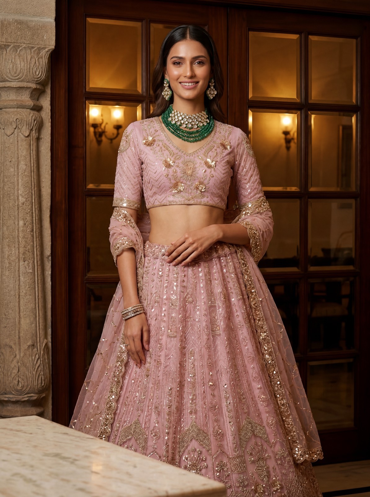 Luxury Bridal Net Lehenga Choli Handwork Sequins Zari Festival Outfit