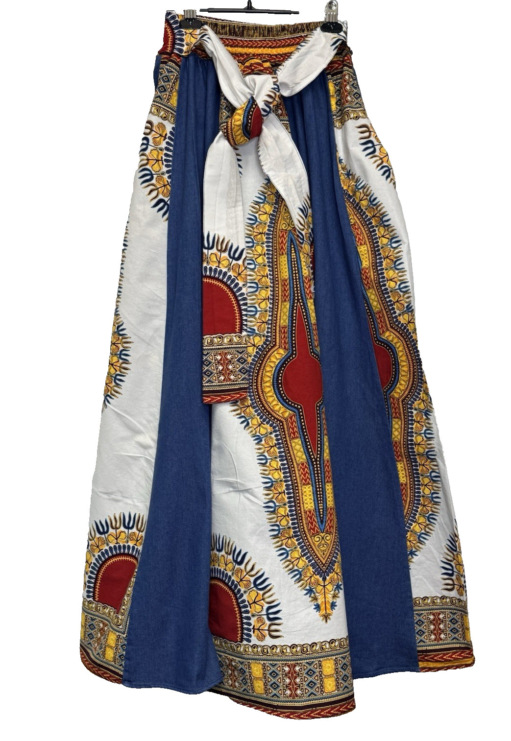 FT INC Ankara African Maxi Women Denim Skirt 2 Pocket Free Size