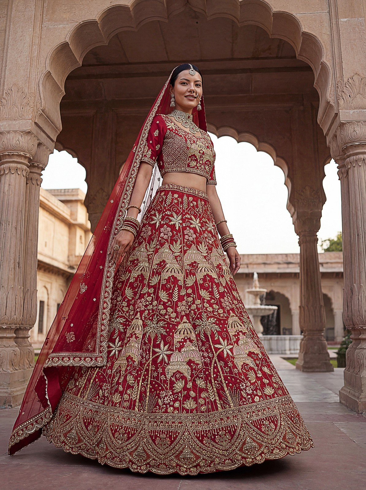 Luxury Silk Lehenga Choli Dori Zari Sequins Bridal Reception Outfit
