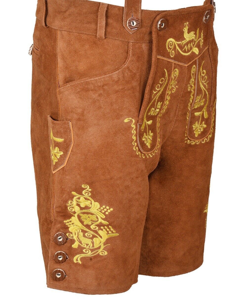 Oktoberfest Bavarian Lederhosen Men German Cowhide Real Leather Matching Short