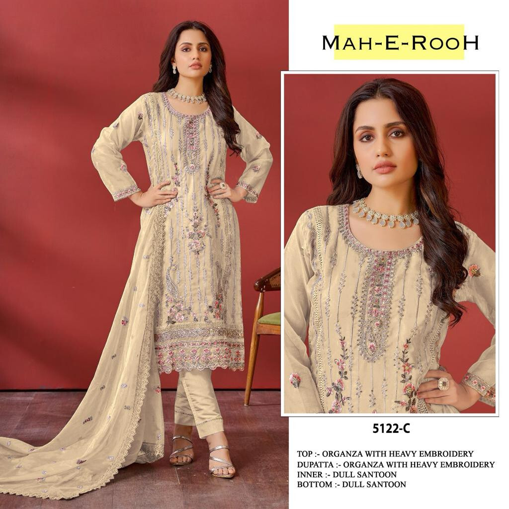 Indian Pakistani Women Dresse Orgenza With Embroidery Fully Stitch/Ready To Wear