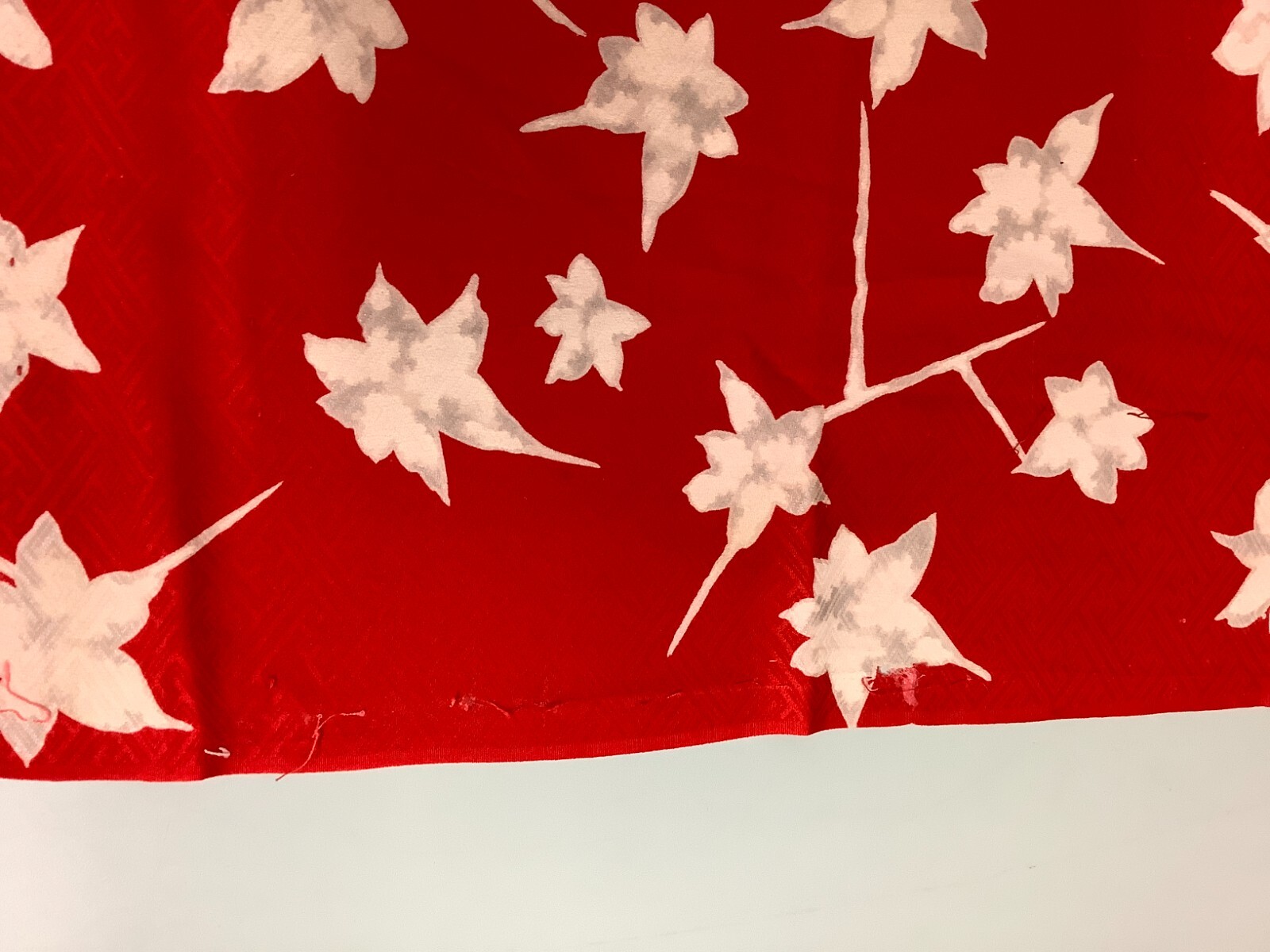 Japanese Vintage Kimono Fabric cloth Boro silk red Maple scrub dirt 30.3×13.3in