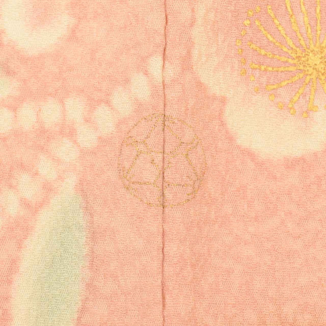 Vintage Japanese Kimono | Houmongi | Pink Silk | Botanical Fan | uu2530b