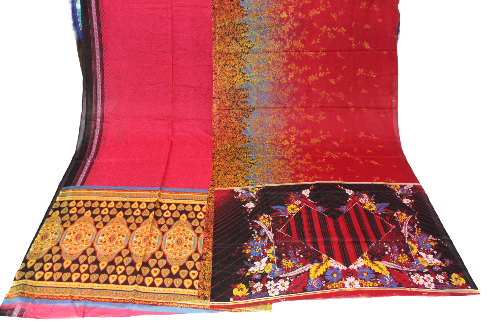 Vintage Dress Indian Women Wrap Printed Craft Fabric Sari Home Decor Fabric Lot
