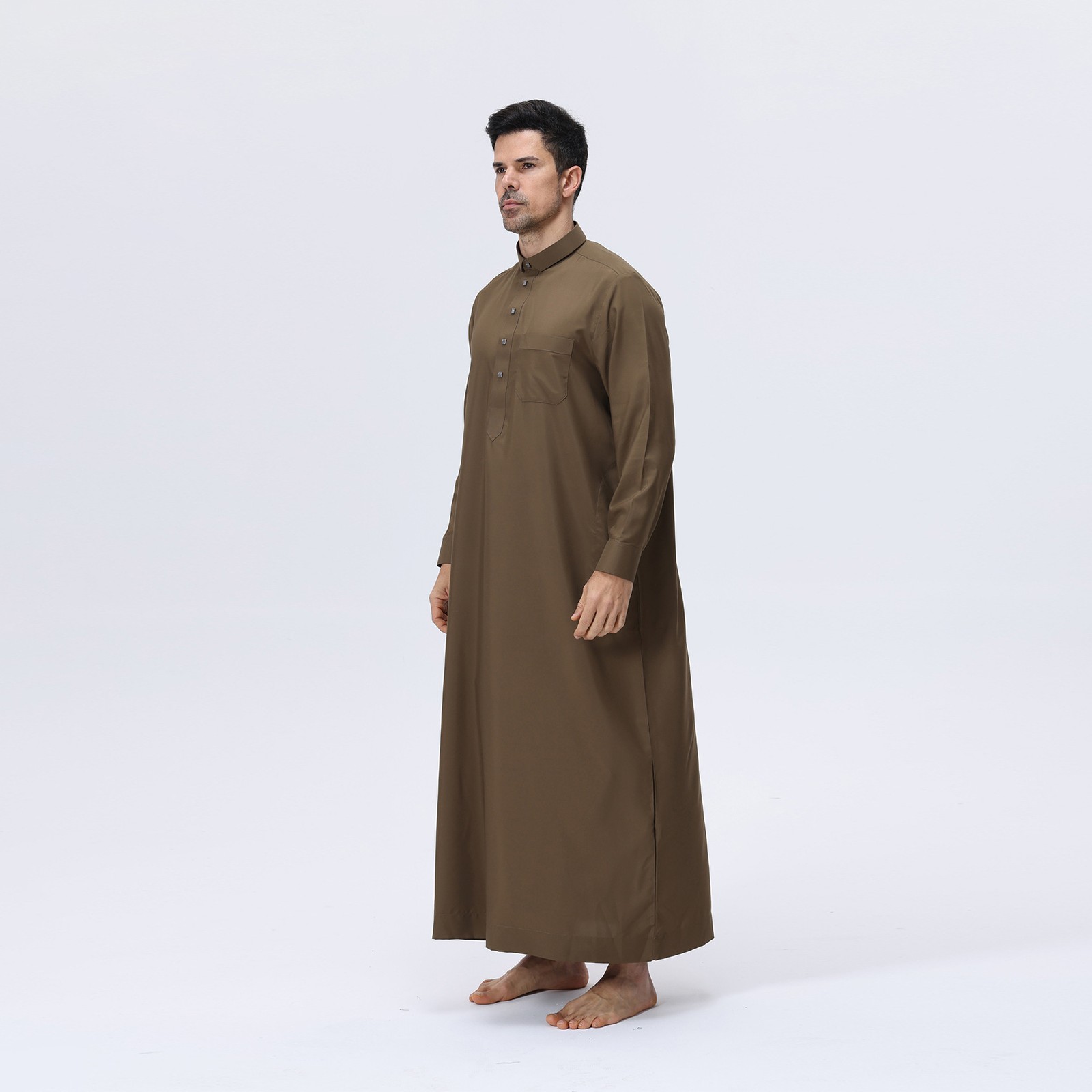 Long Robe Causal Saudi Muslim Men Abaya Kaftan Jubba Thoub Thobe Dishdasha Islam