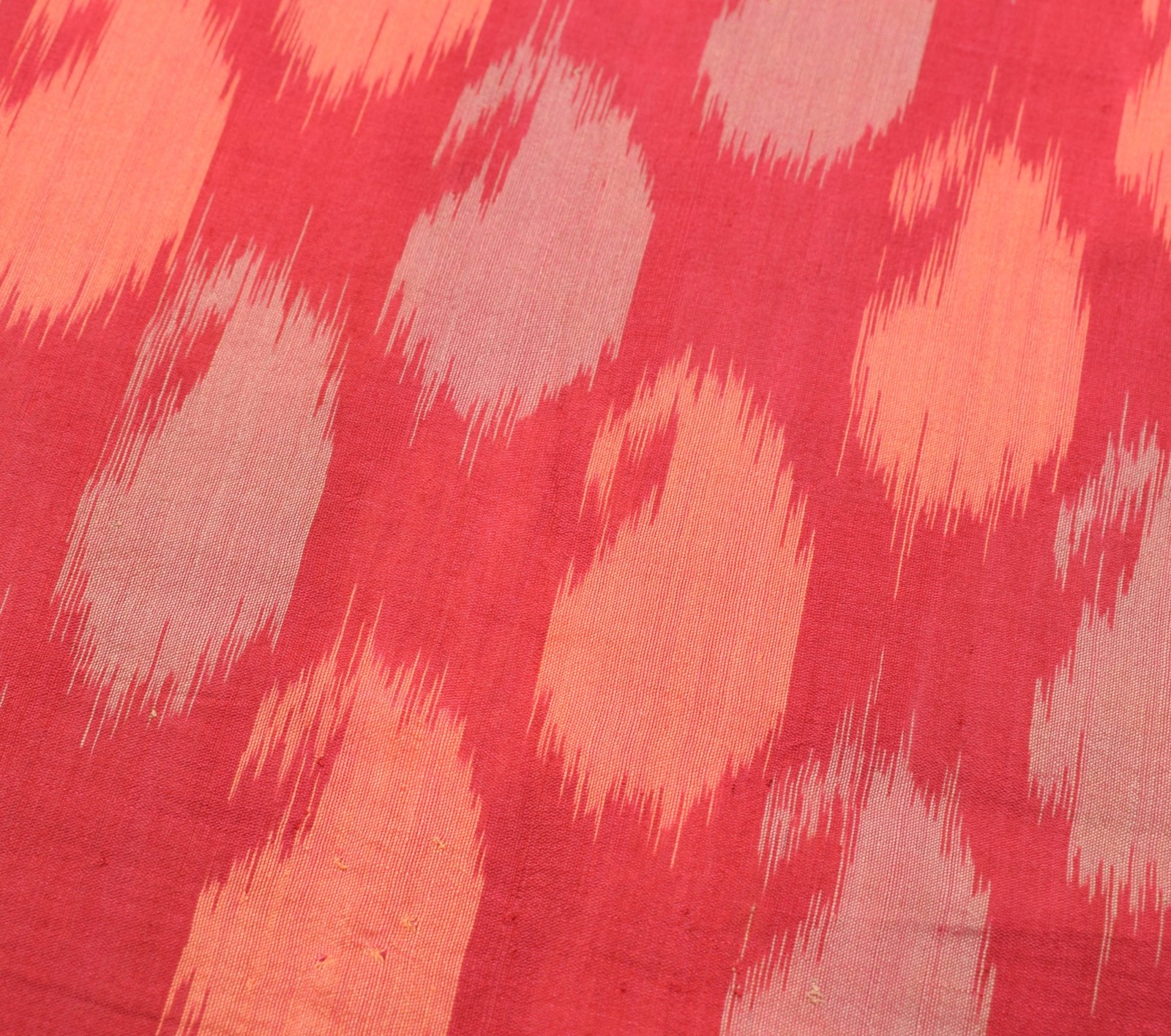 Sushila Vintage Sambalpuri Ikat Saree Hand Woven Pure Silk Red Sari Fabric
