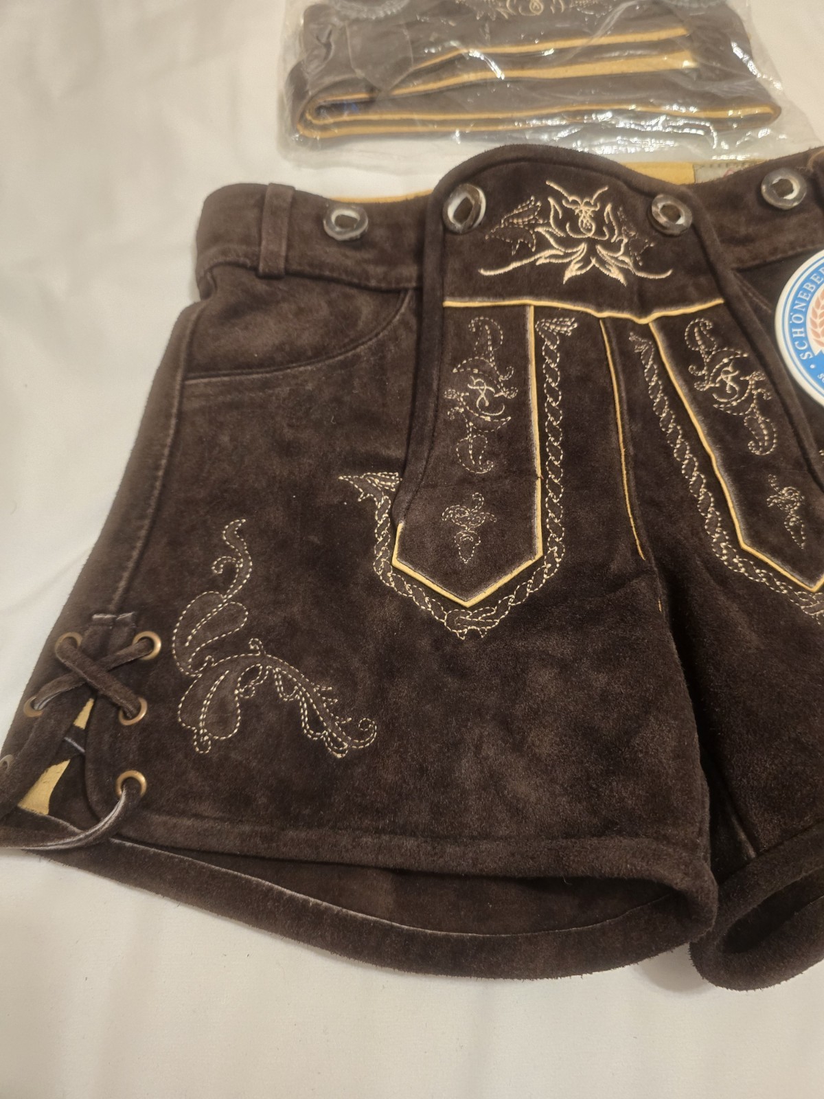 Women’s Original Lederhosen German Bavarian Hotpants – Ladies Trouser Pants – 0