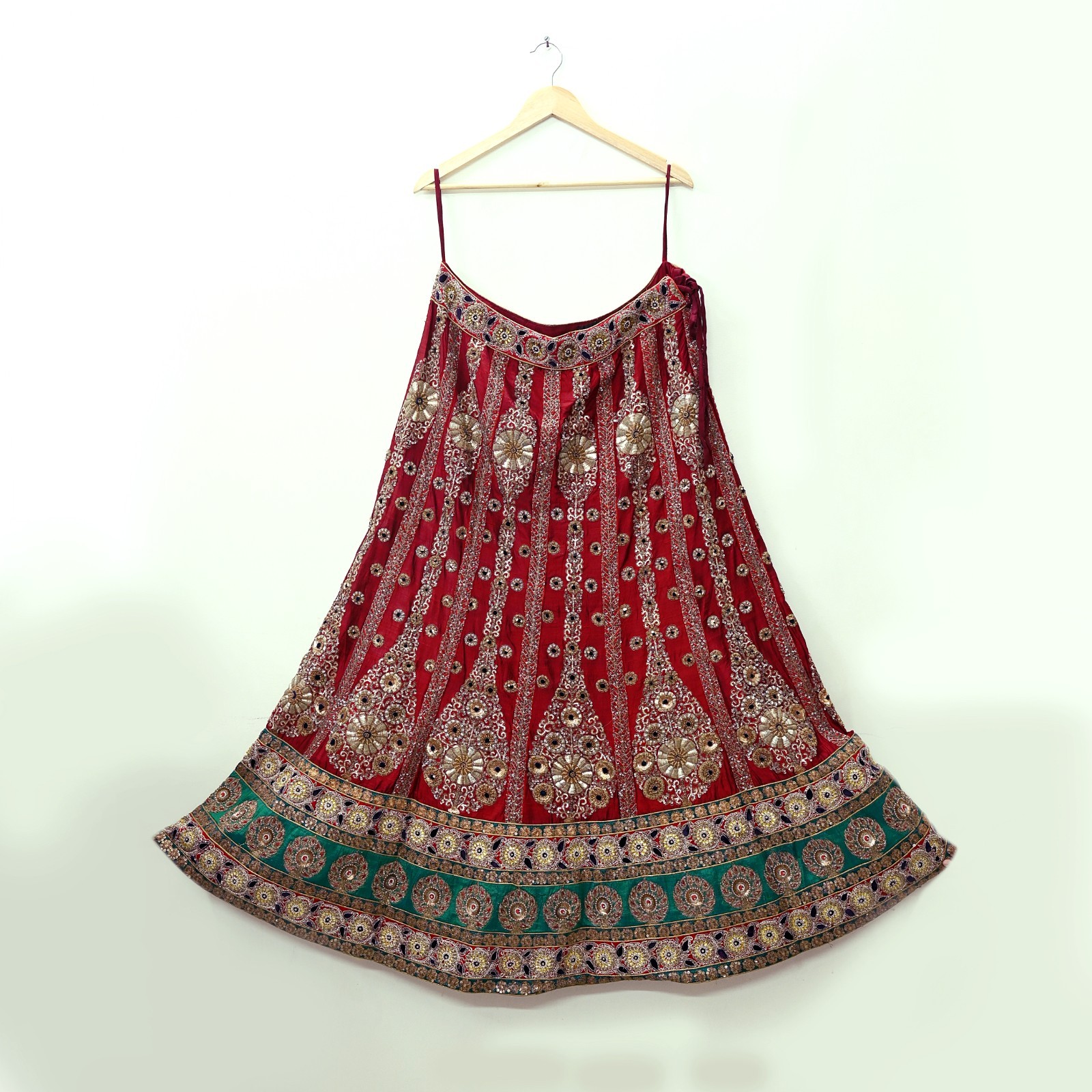 Vintage Heavy Maroon chanderi Silk Hand Embroidered Skirt By Designer Sabyasachi