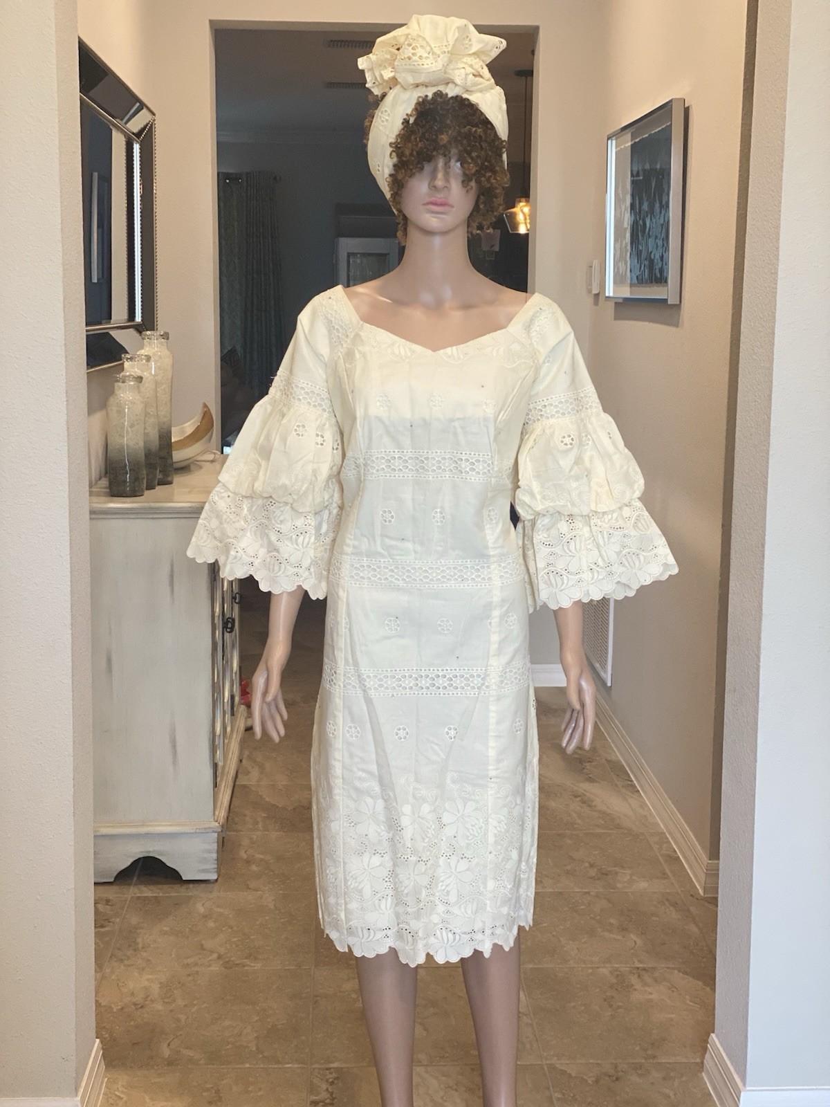 Women’s African Embroidered Dress With Wrap