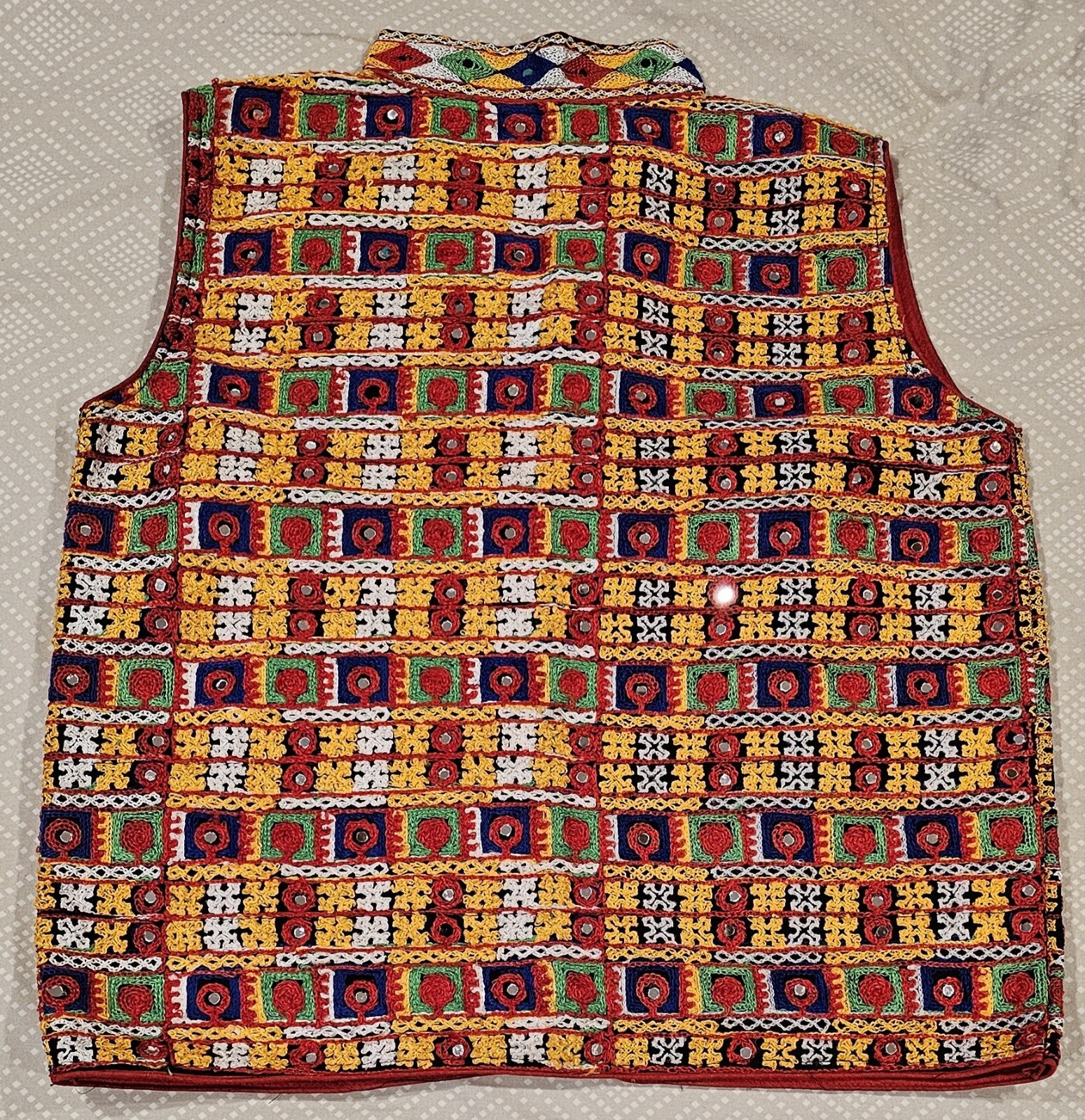 Traditional Embroidery & Mirror-work Jacket with Wooden Buttons
