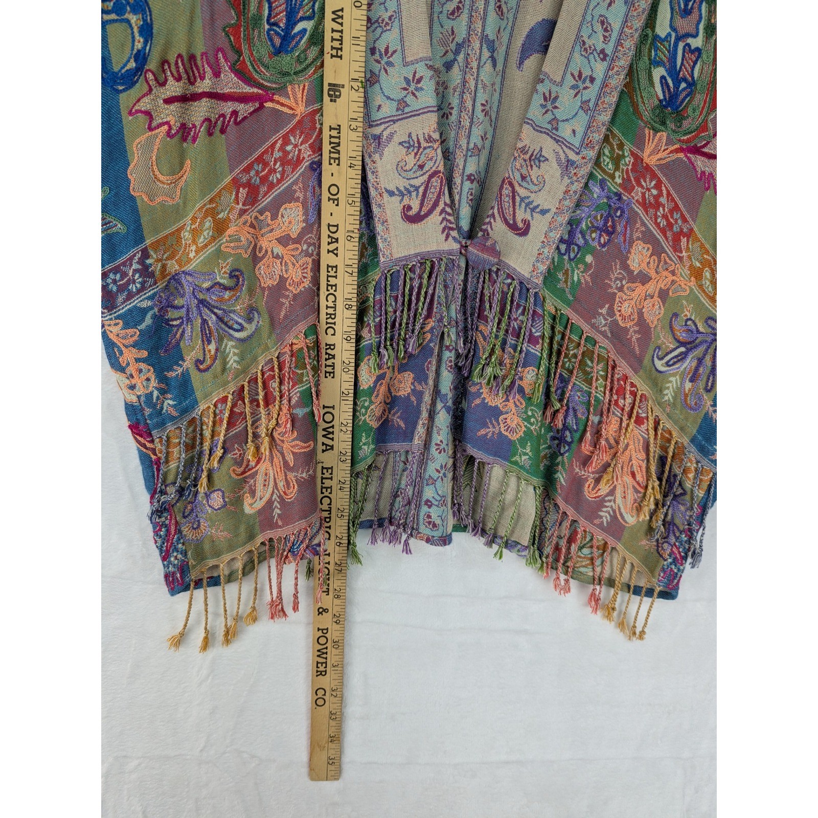 Gypsy Wind Patterns Bay Paisley Kimono Jacket Fringe Boho Multicolor Rayon OS