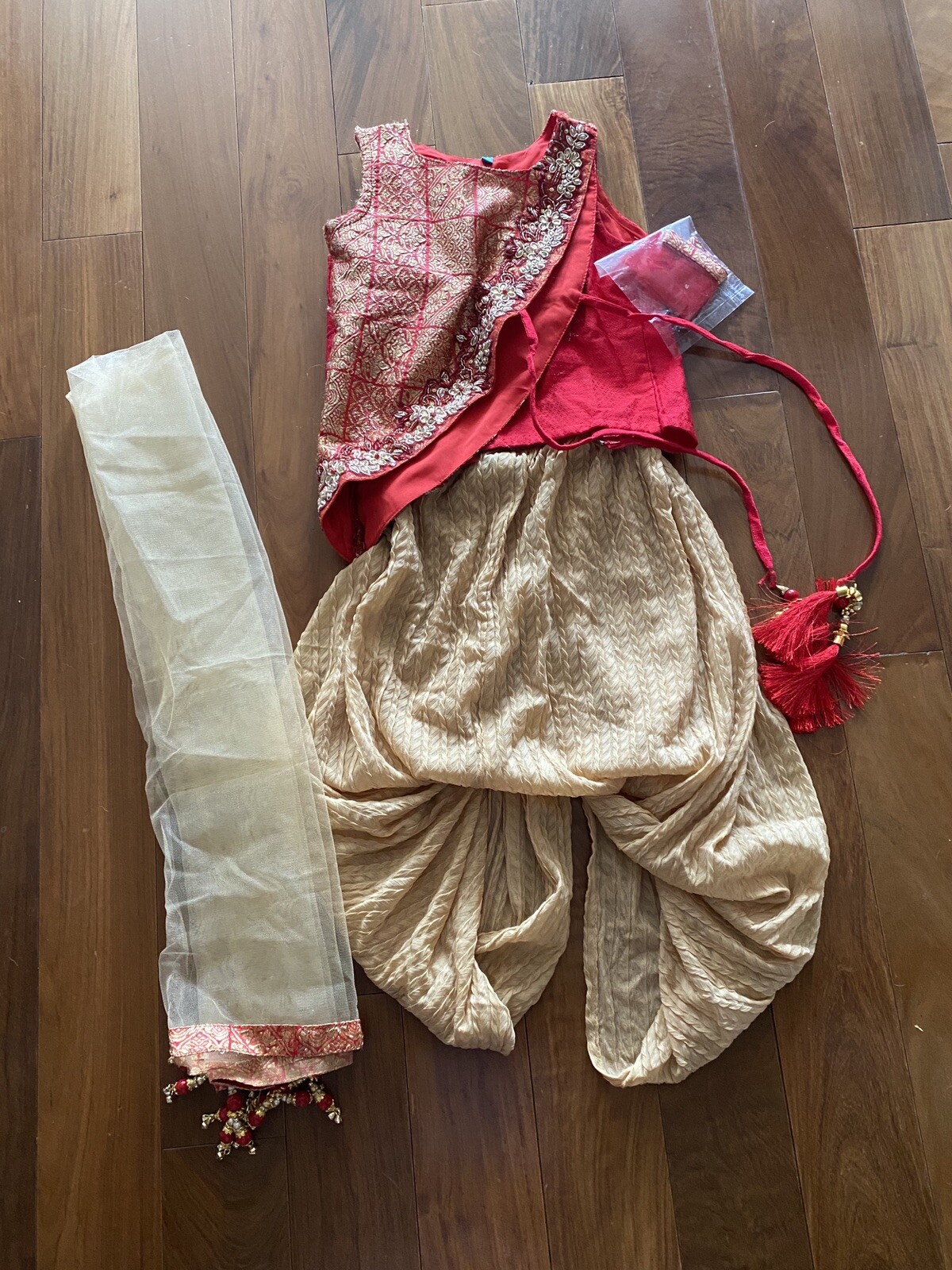 NWT Infant Baby Toddler Girls Indian Salwar Pink And Beige Wedding Outfit 2T 3T