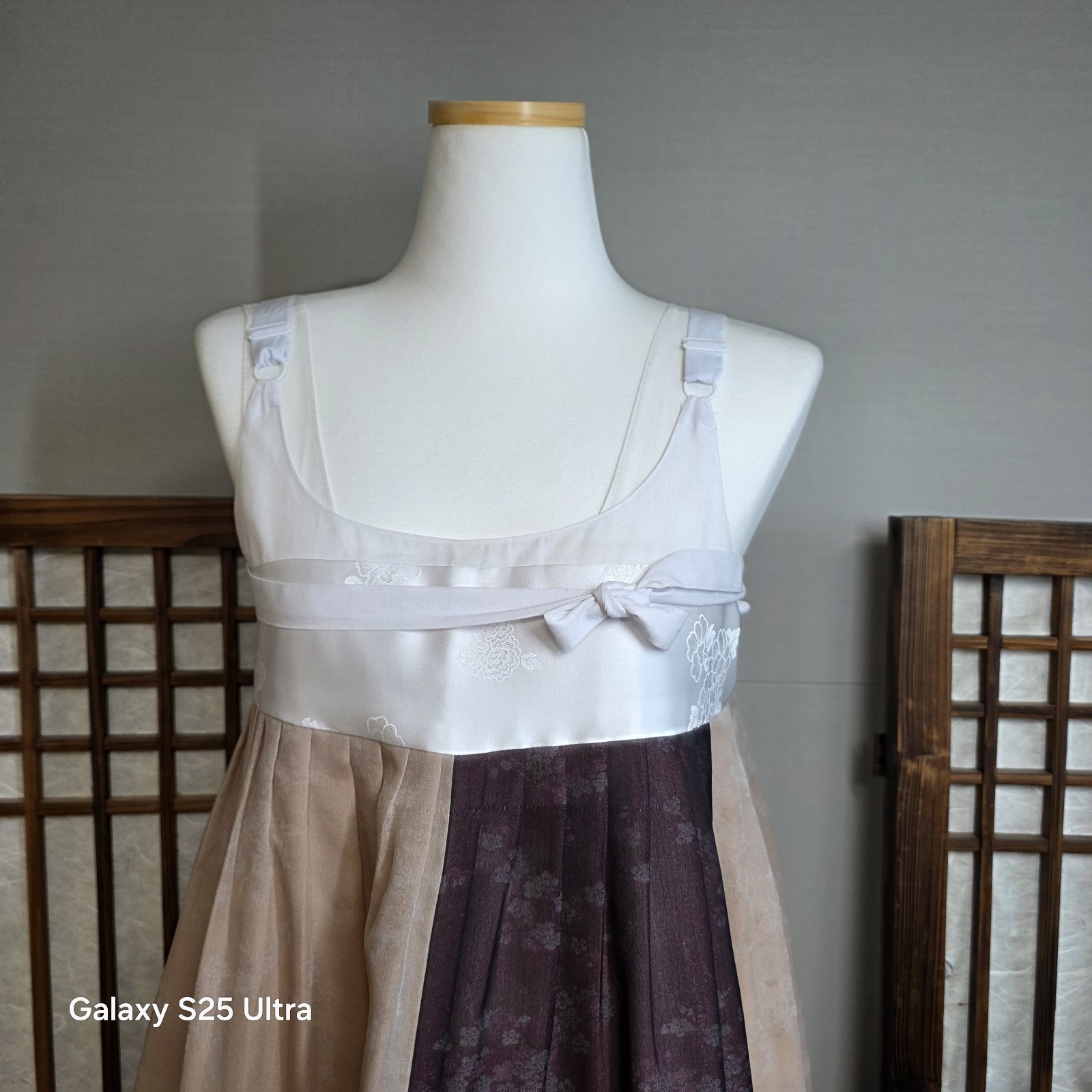 Korean Women Hanbok Set Blush Pink Jeogori Deep Plum Chima Embroidery Full Set