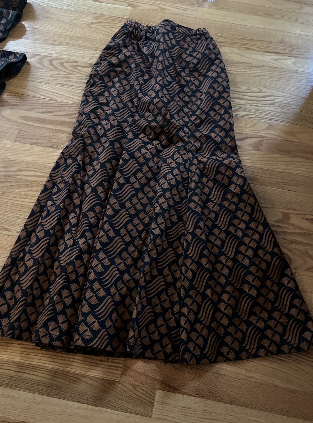 African print Brown and Black Skirt Set