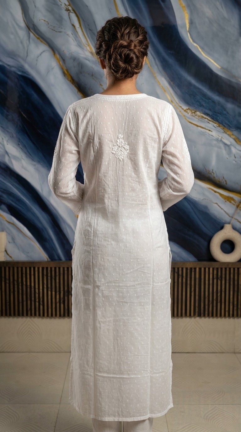 ETHNIC KURTI Co-Ord Set S M L XL 2XL HANDMADE CHIKAN EMBROIDERY 100% COTTON