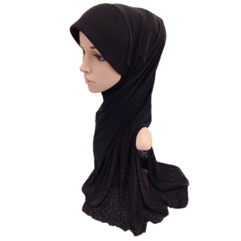 Islamic Solid Color Comfort Headwear Turban Muslim Hijab Headscarf Instant Scarf