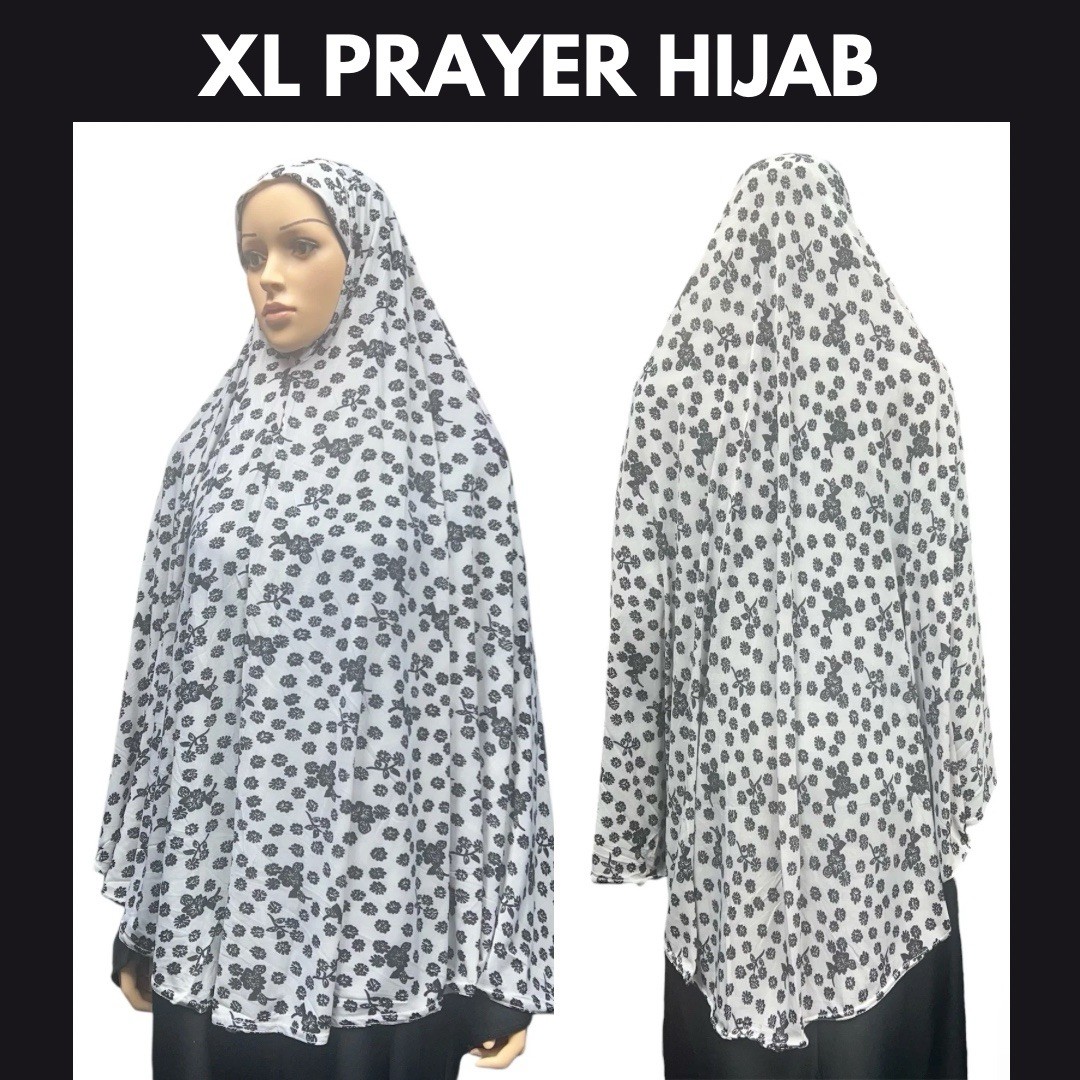 XL Prayer Hijab Khimar Overhead One Piece Long Islamic Muslim Women Scarf White