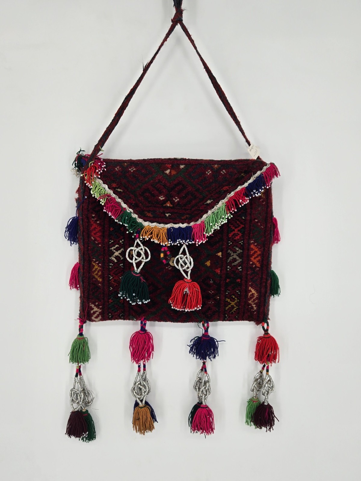 Vintage Hand Knotted 100% Wool Carpet Turkish Bag #2674