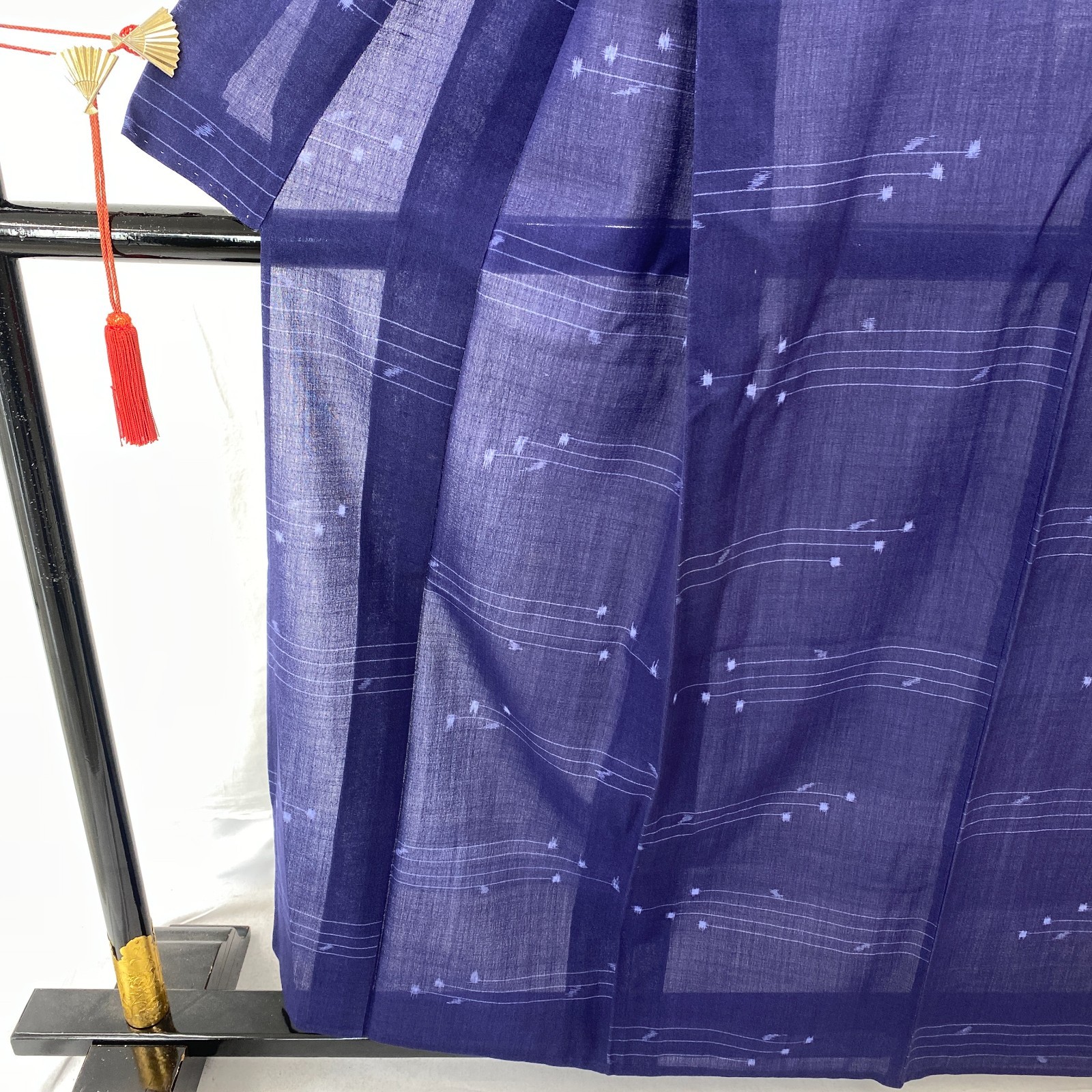 Japanese Vintage Kimono Polyester Blue No Lining Seethrough Length 61 in