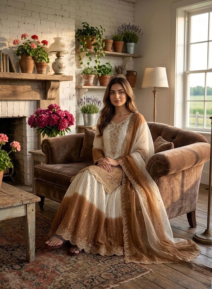 Heavy Dual Tone Designer Silk Kurta Palazzo Set With Dupatta Perfect stylish