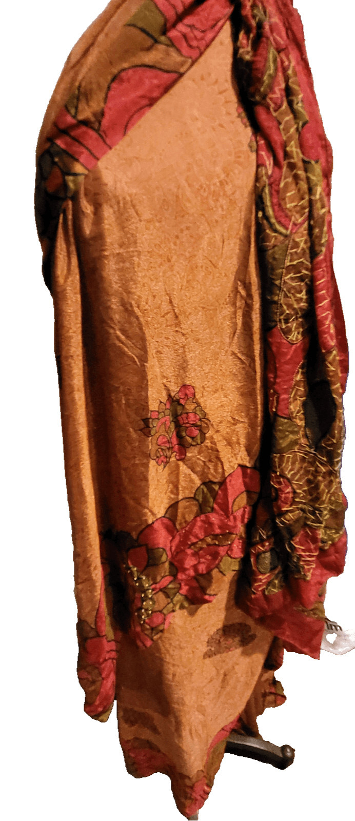 Gorgeous Sari Silk with Embroidery Rust Red 240″ by 46″
