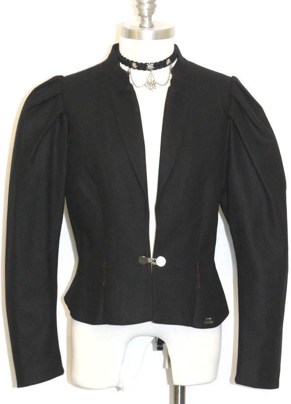 BLACK WOOL German Women Fitted Short Dress JACKET 6 8 S
