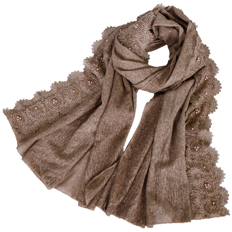 Women Muslim Hijab Plain Beads Long Scarf Shawl Wrap Islamic Scarves Head Covers