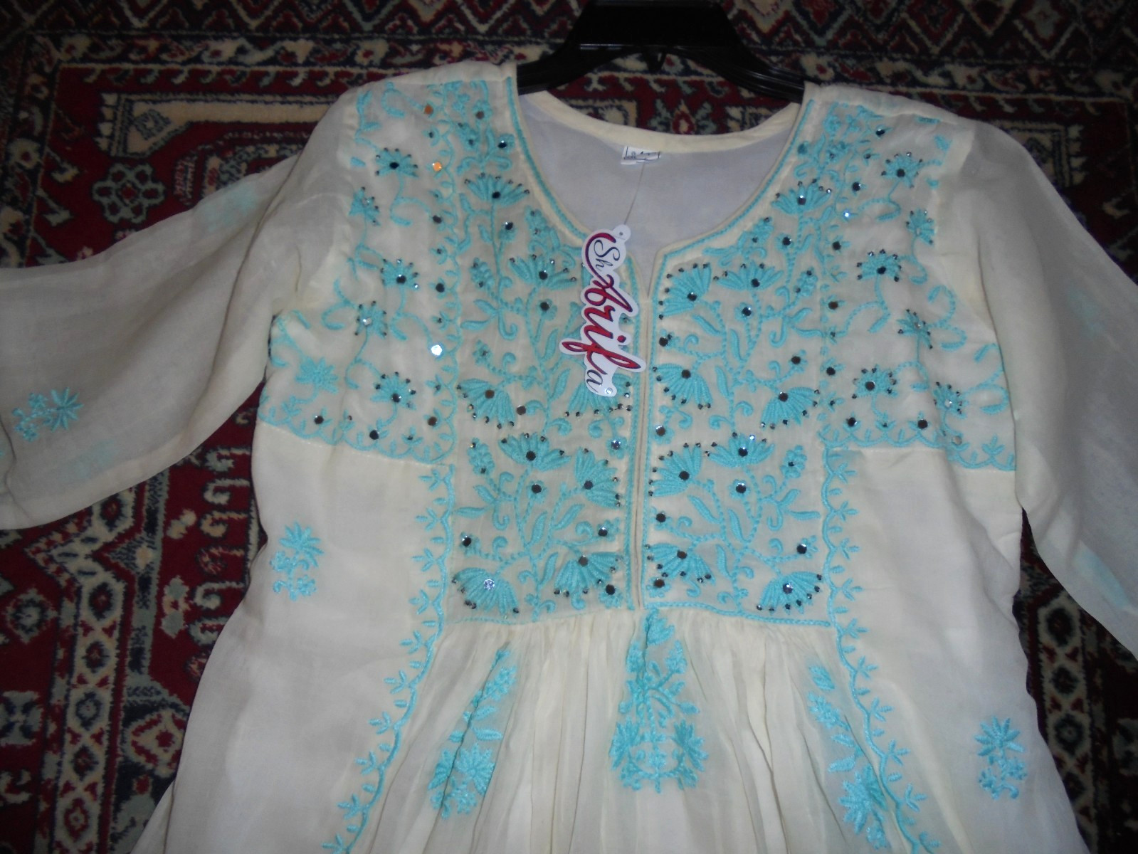 Indian Pakistani anarkali long kurta white size M not Khaadi Maria B Sadabahar