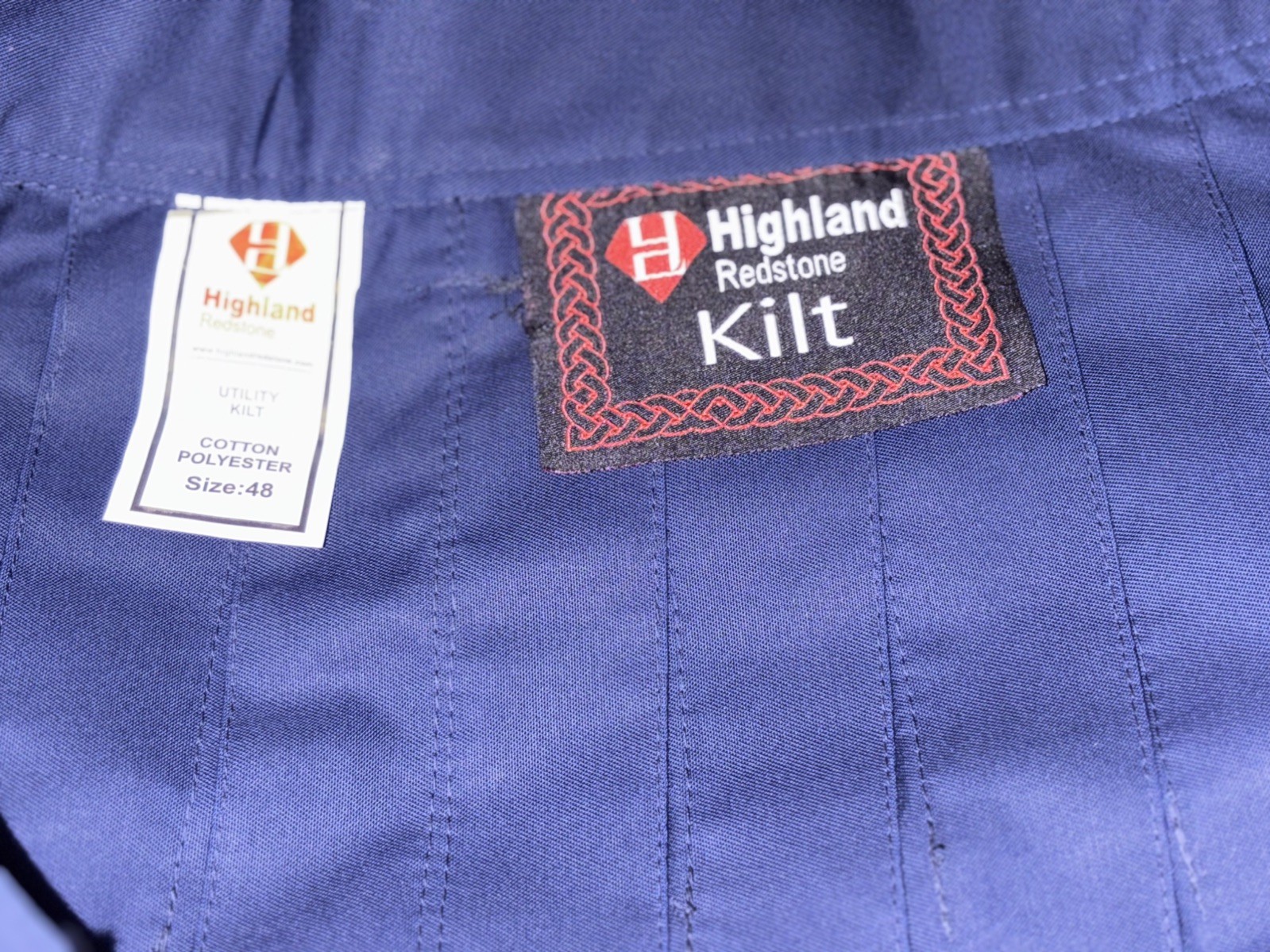 Highland Redstone Utility Kilt Mens size 48 blue Cotton Polyester Cargo Pockets
