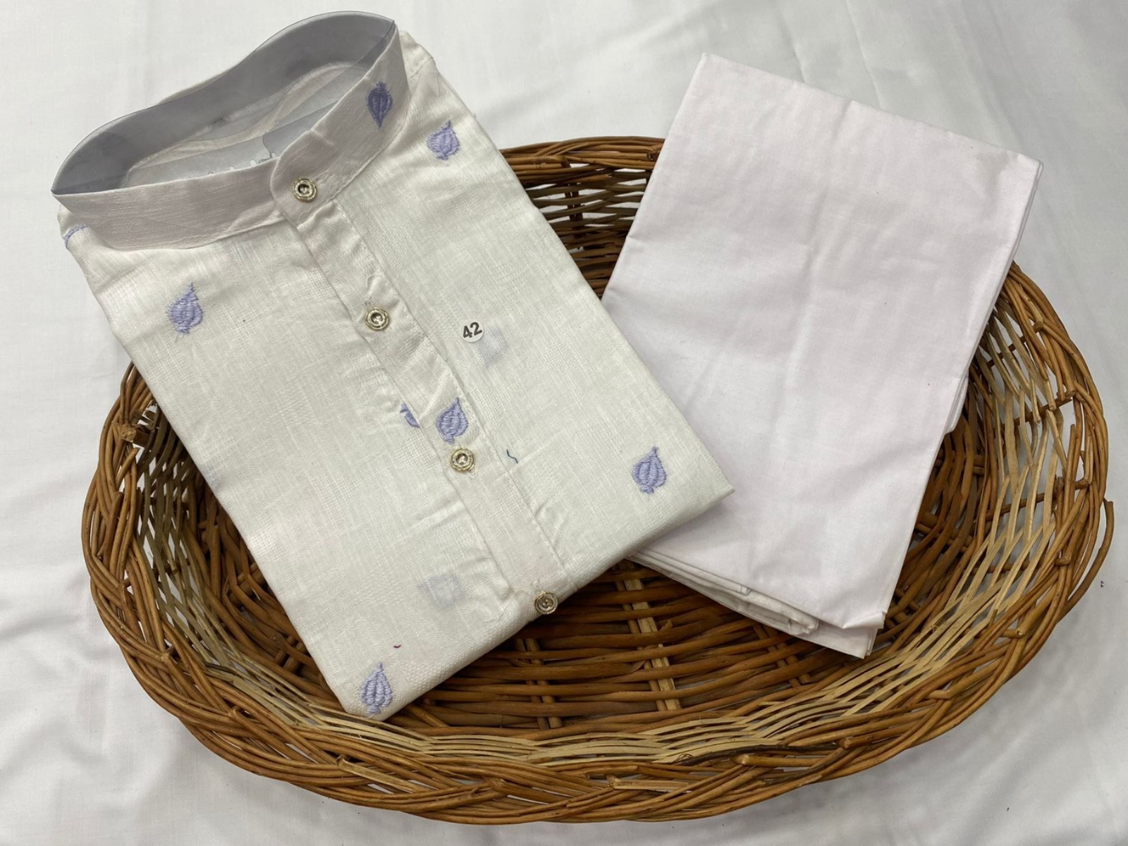Indian Men’s Kurta Pajama Set Traditional Off White Party Wear Wedding Cultural