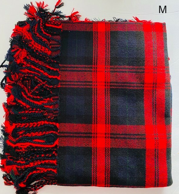 Scottish Traditional Tartan Fly Plaid Hands Fringed Acrylic Wool Scarf Rolled Sh