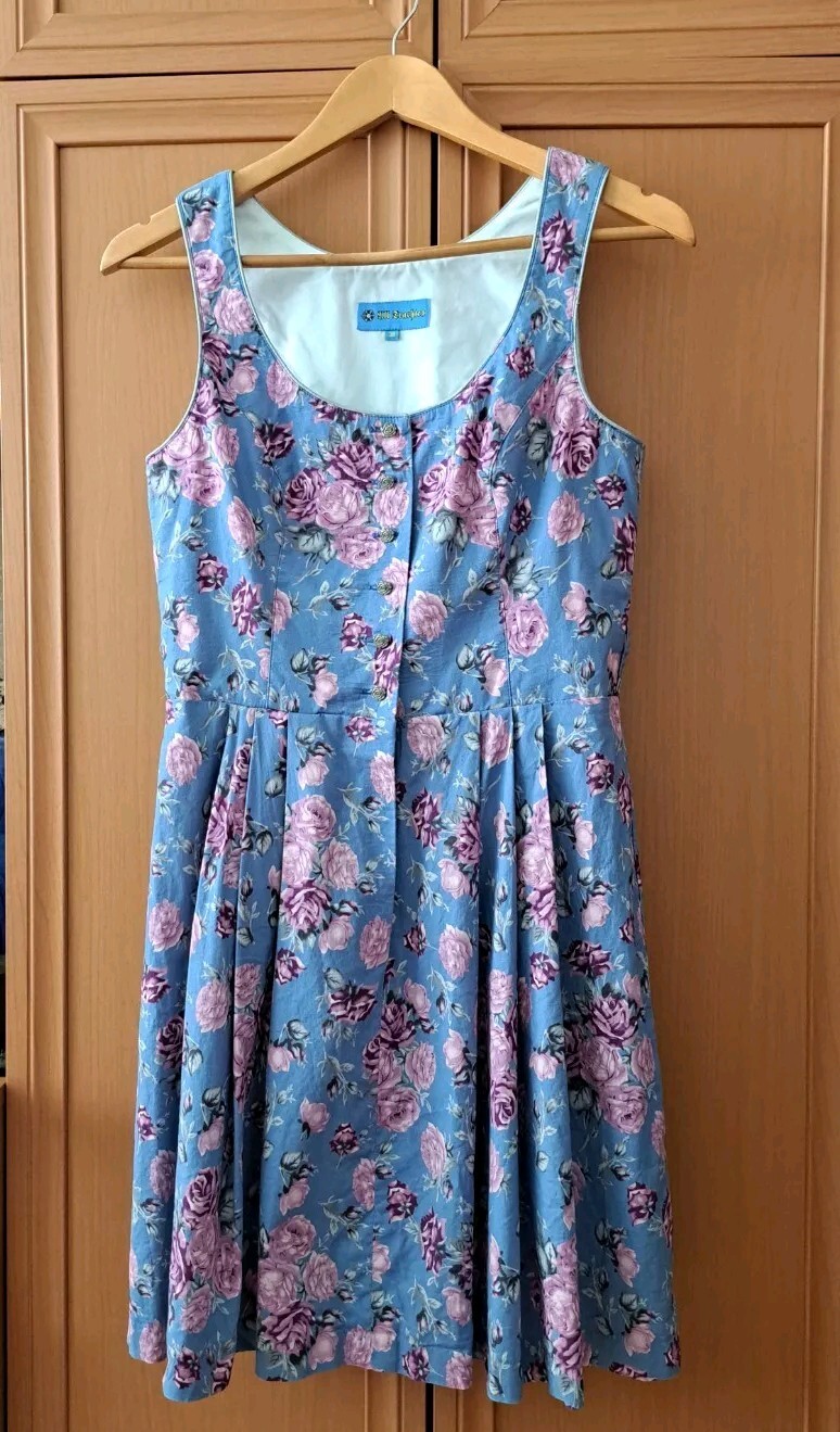 2116 Trachten Folk Bavarian Blue Summer Dress OCTOBERFEST Dirndl Sz S