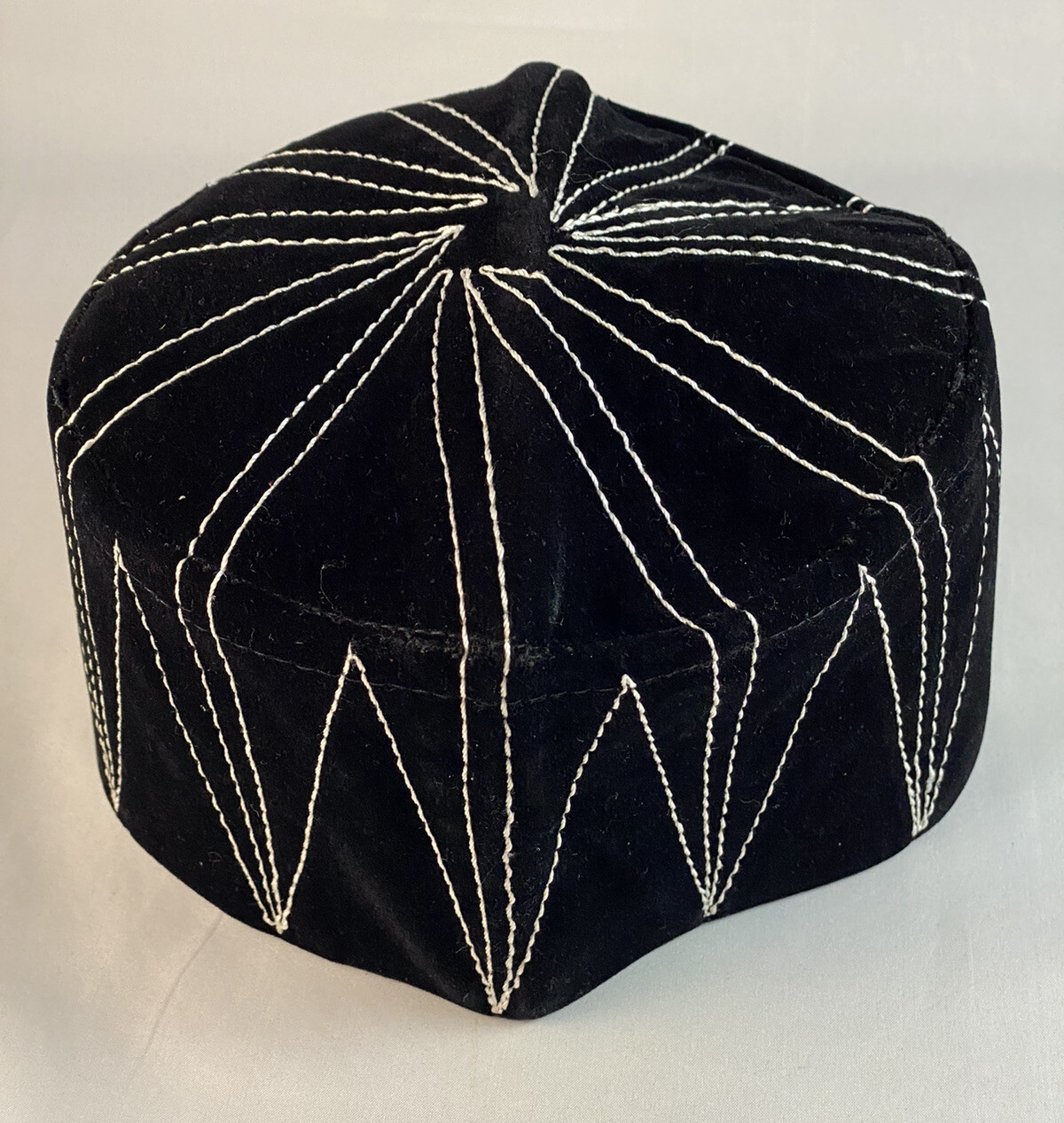 Authentic African Contemporary Native Made Felt Embroidery Fila/ Kufi Hat ~ 22”