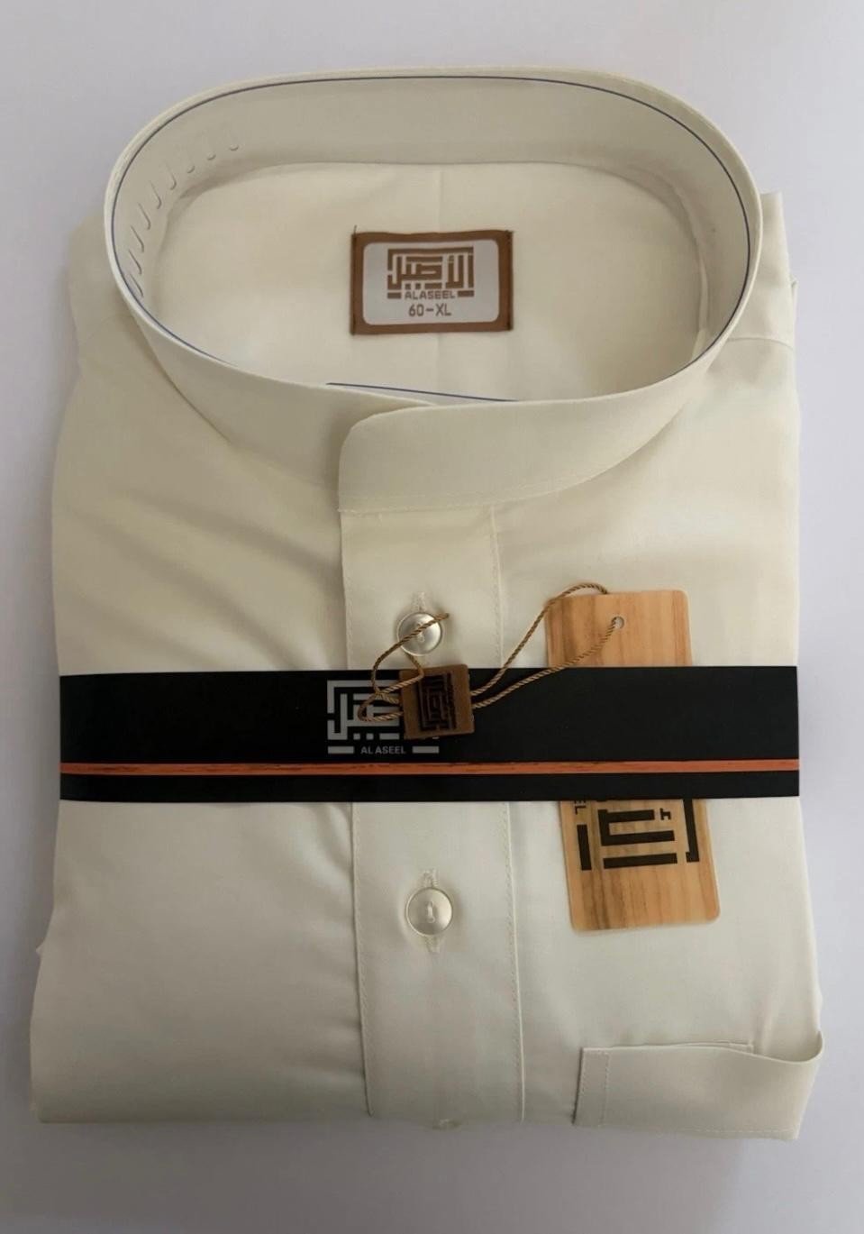 IVORY/ CREAM COLOR Men High Quality Al Aseel Thobe Jubba Flat Sleeve