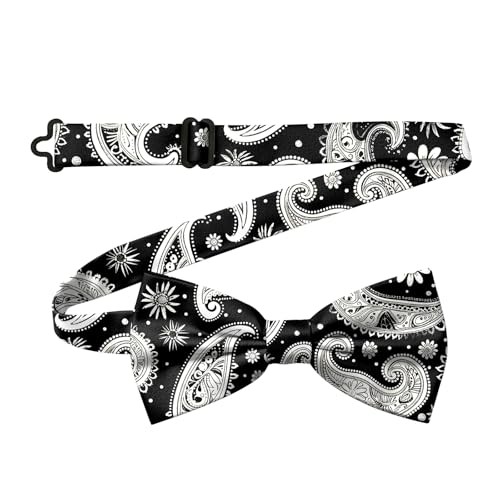 Bow Ties Pre Tied Adjustable Bowties for Wedding Party Leisure Men Af8-black