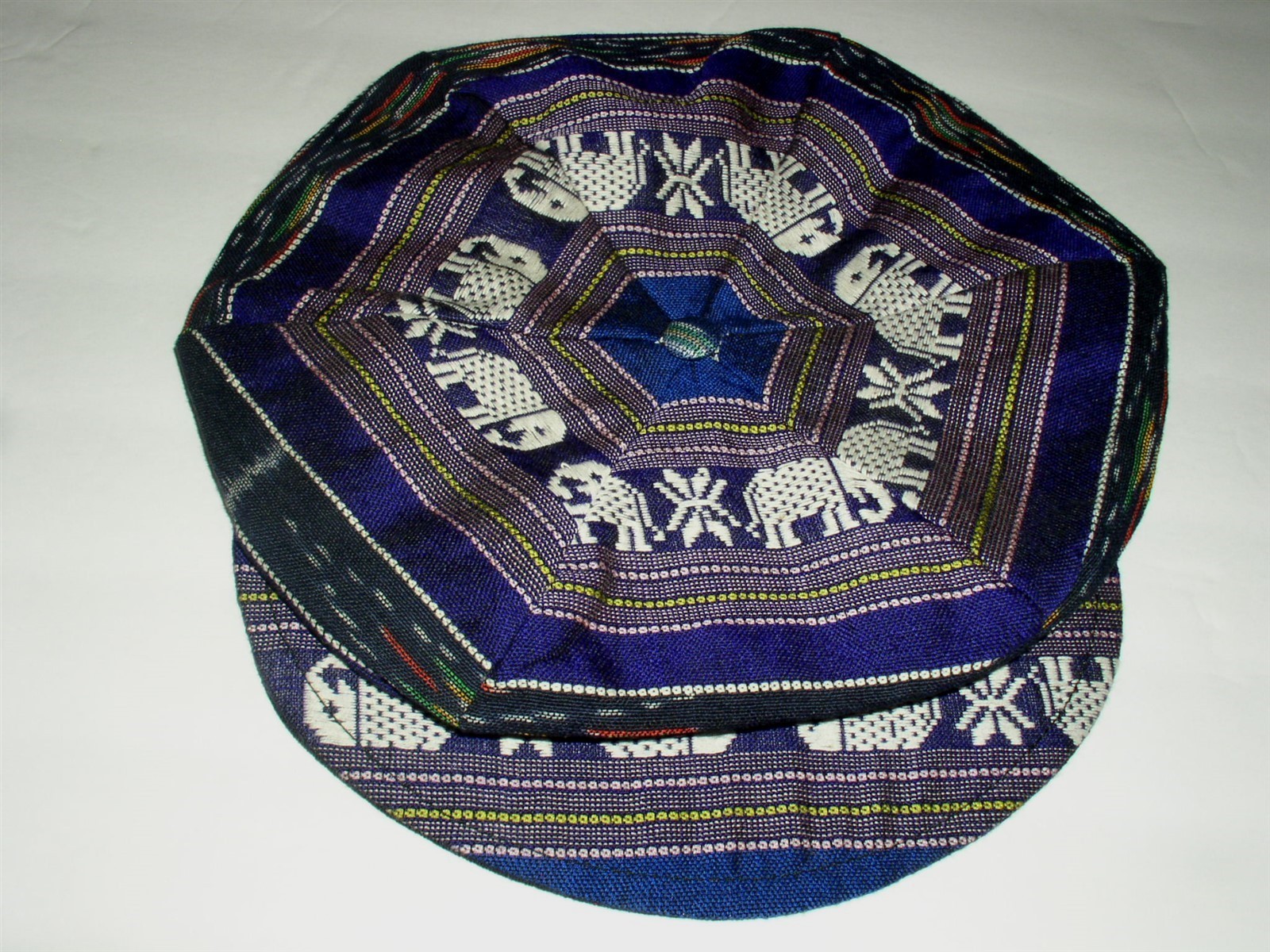 Thai Silk Thailand Elephant Tam Hat Cap Tribal Urban Ethnic Soft Beret W/Bill