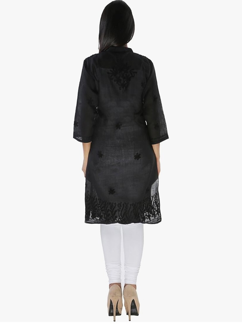 kurti Chikankari aari work black color soft cotton fabric festive & daily wear