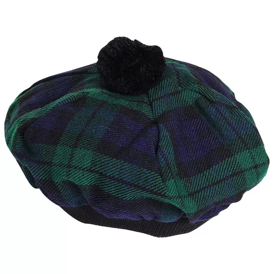 Men’s Black Watch TAM o’ SHANTER Hat Bonnet Beret Balmorals Tartan Tammy hat