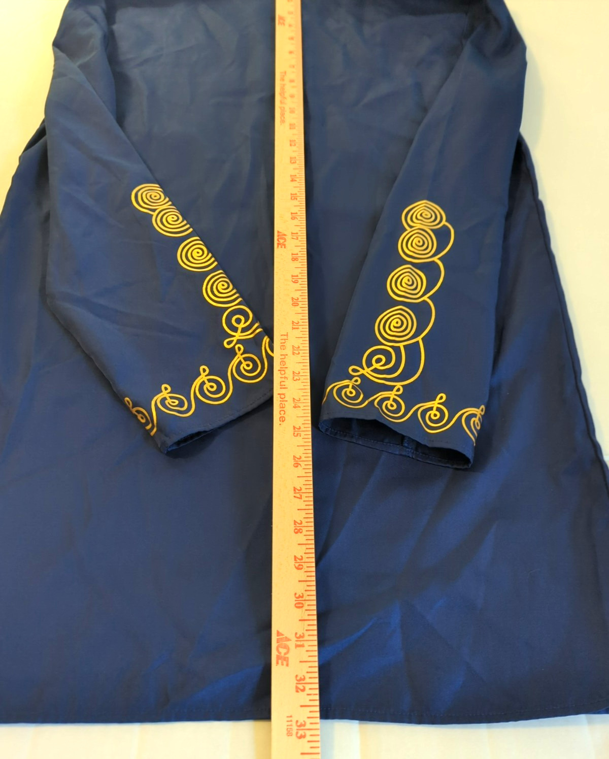 New LUC MATTON Tunic Shirt Men S African DASHIKI Tribal Blue Gold Long Sleeve