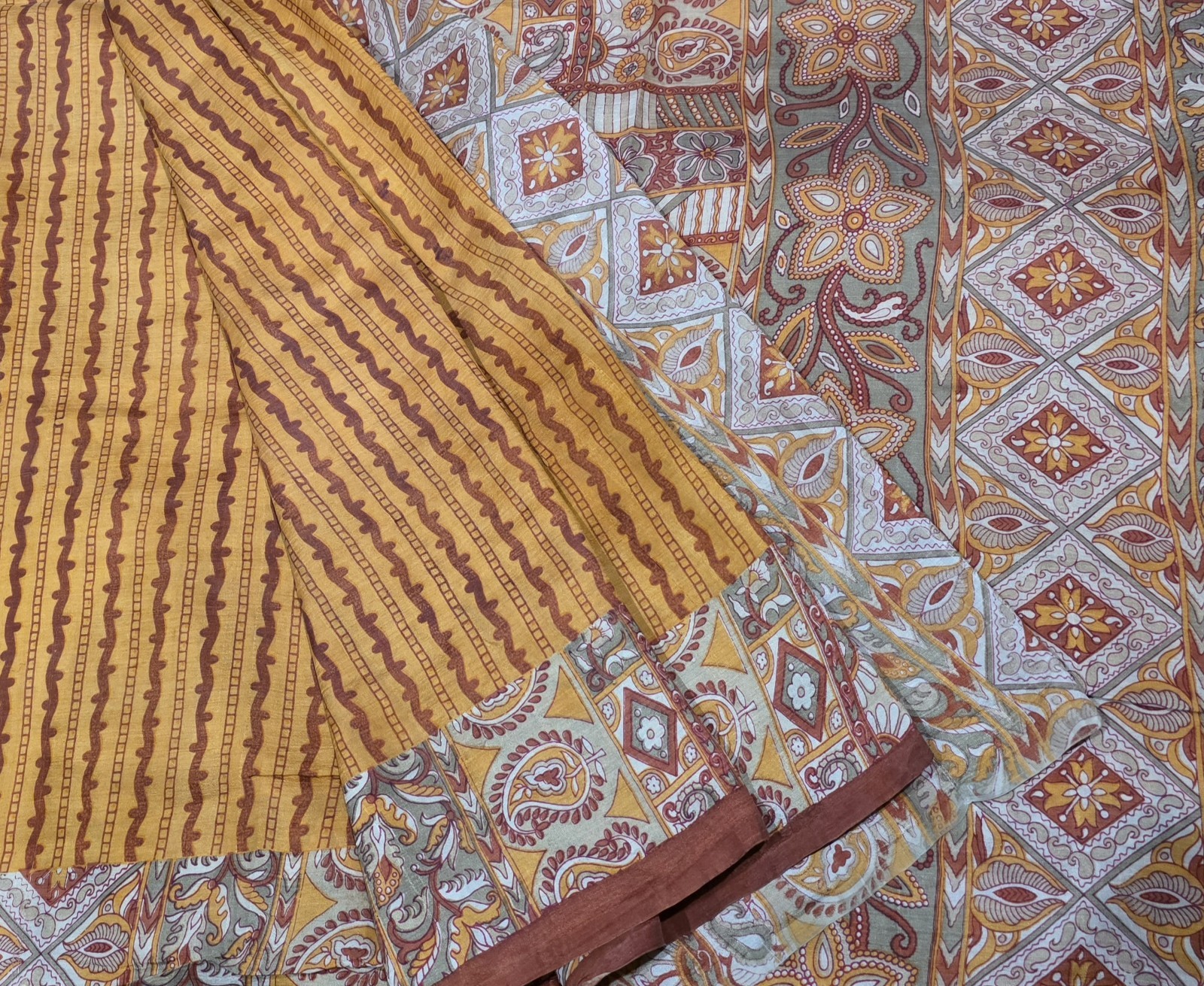 Vintage Silk Saree, 100% Pure Silk Fabric, 5 Yards Ethnic Indian Printed Sari