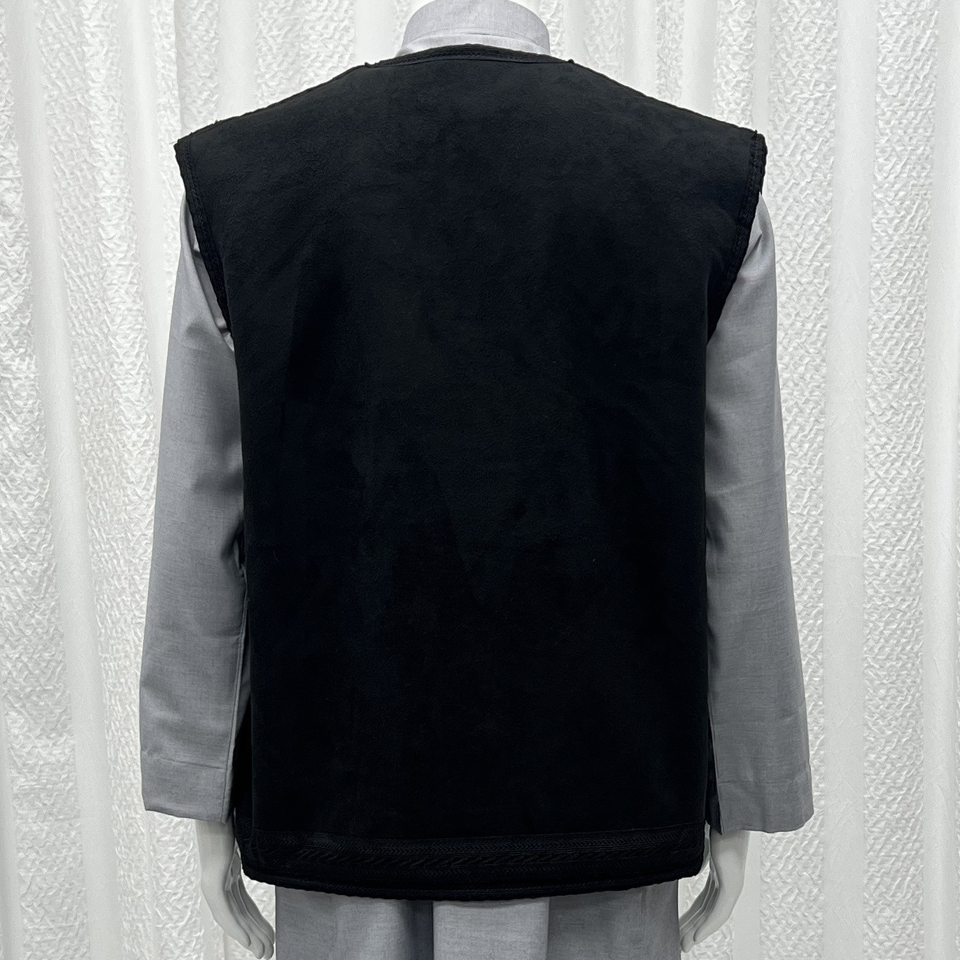 Men Winter Thick Solid Color Suede Vest Warm Formal Casual Sleeveless Waistcoat