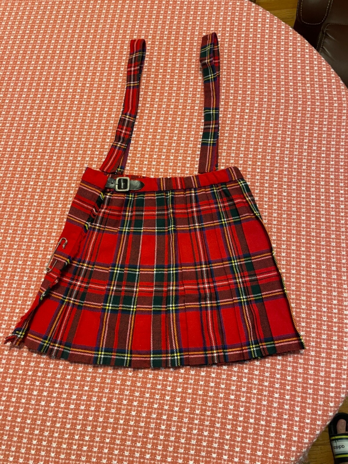 St.Michael Kilt Age 5 Waist 20-23 Length 12 Wool with pin and hair ties vintage