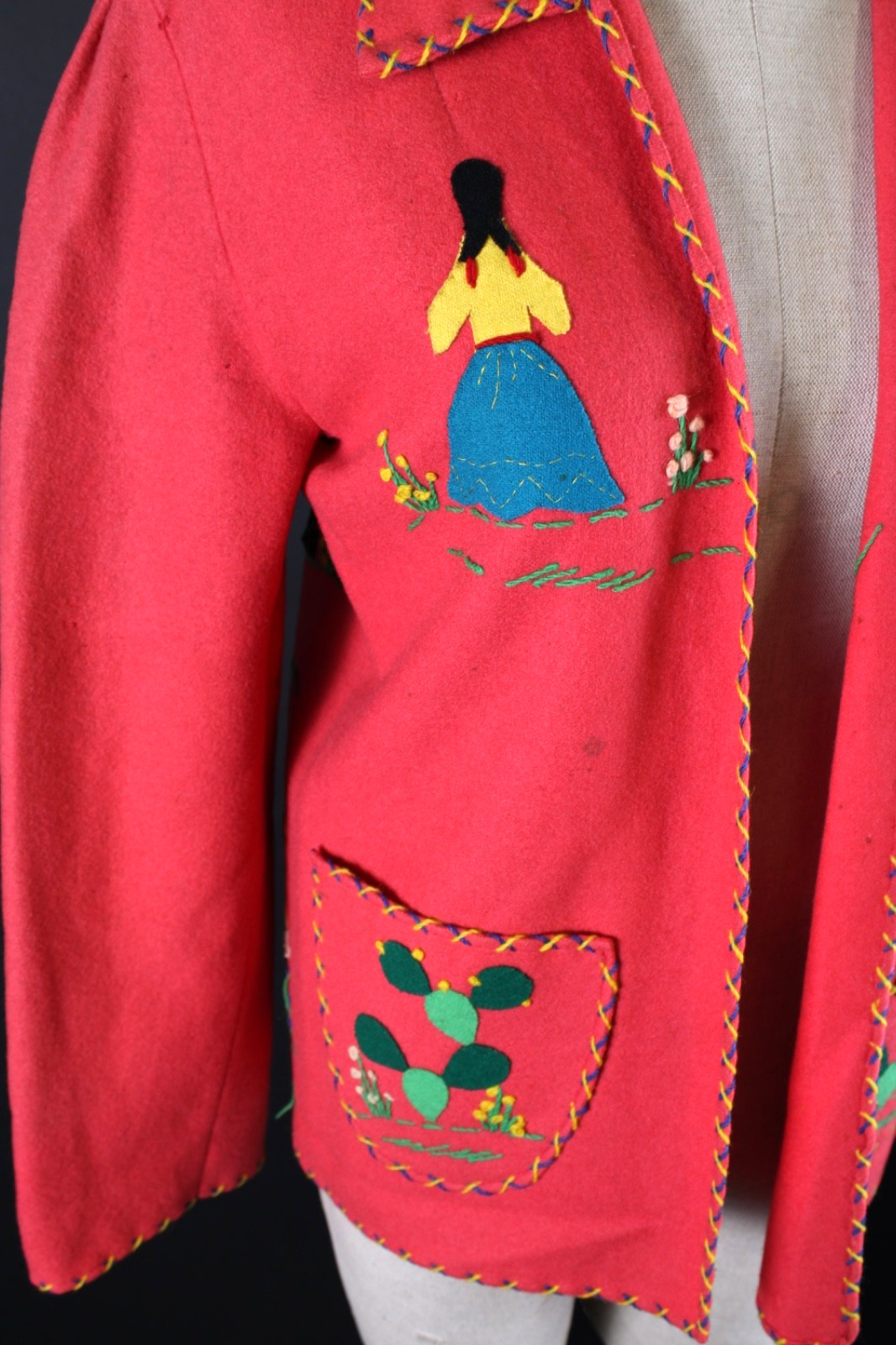 Vintage 1940s Mexican Mexico Wool Souvenir Jacket Women’s Size Medium